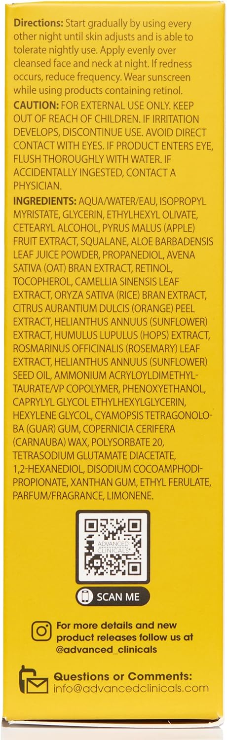 Advanced Clinicals Professional Strength Retinol Serum Anti Aging Wrinkle Reducing 1.75 Ounce Multi