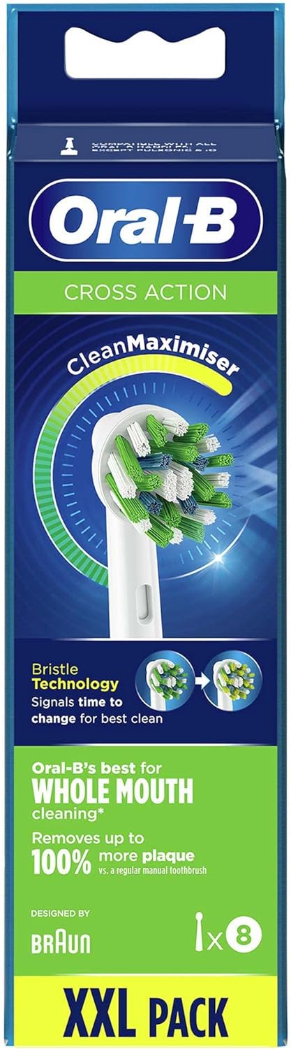 Oral-B Crossaction CleanMaximiser Replacement Heads x 8, Original Refill for Electric Toothbrush