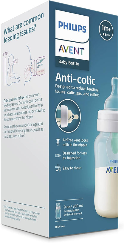PHILIPS AVENT Anti Colic Baby Bottles with AirFree Vent, 9oz, Pink, Pack of 4, SCY703/14, 4 Pack