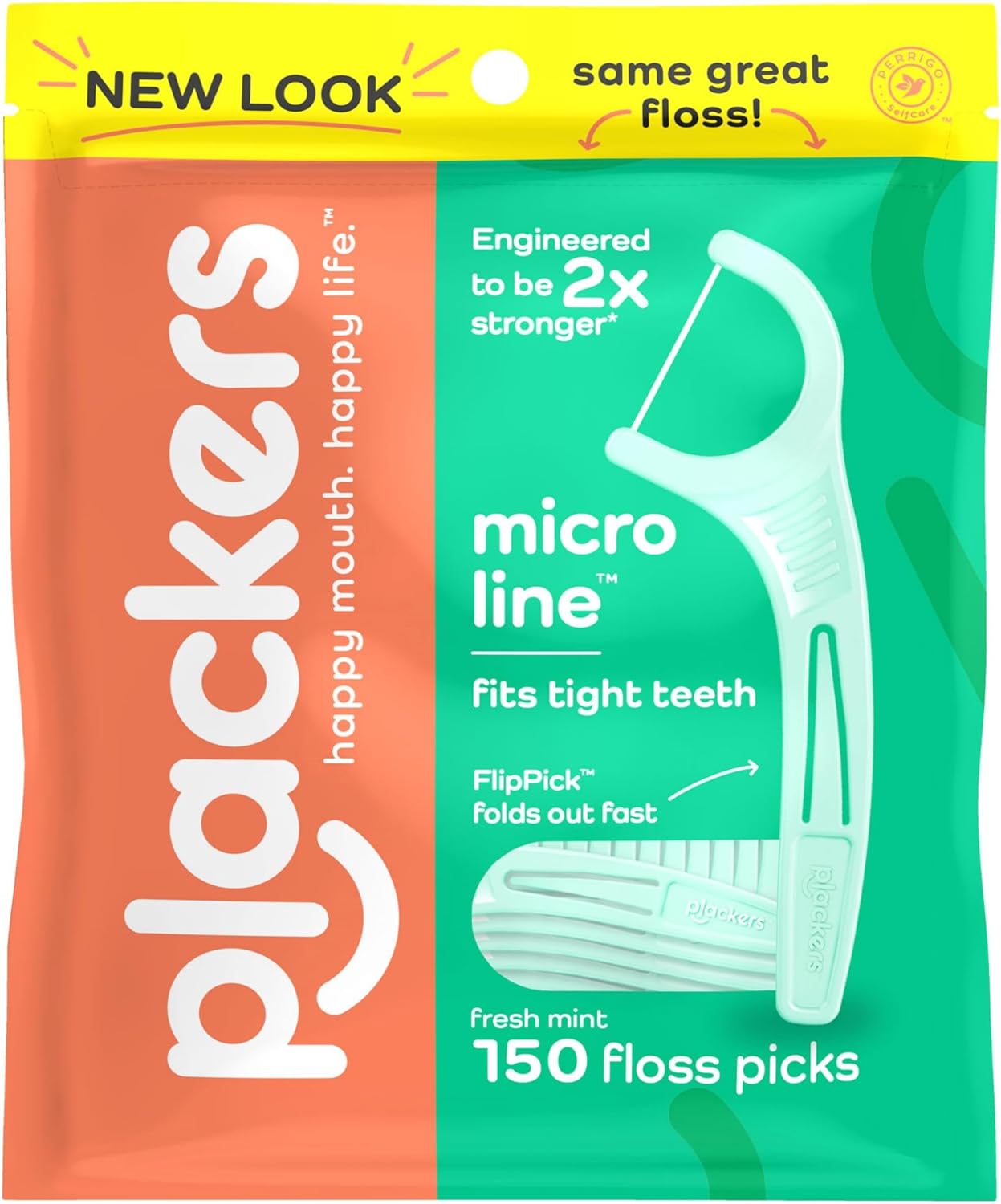 Plackers Micro Mint Dental Flossers - 150 Pack, Fresh Breath For Miles Of Smiles, Engineered Not To Stretch Shred Or Break