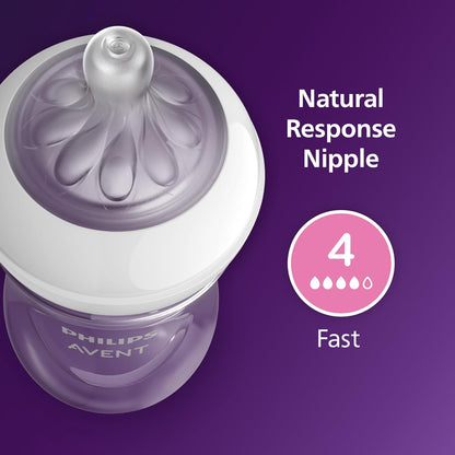 Philips AVENT Natural Baby Bottle with Natural Response, Clear, 11oz, 4pk, SCY906/04