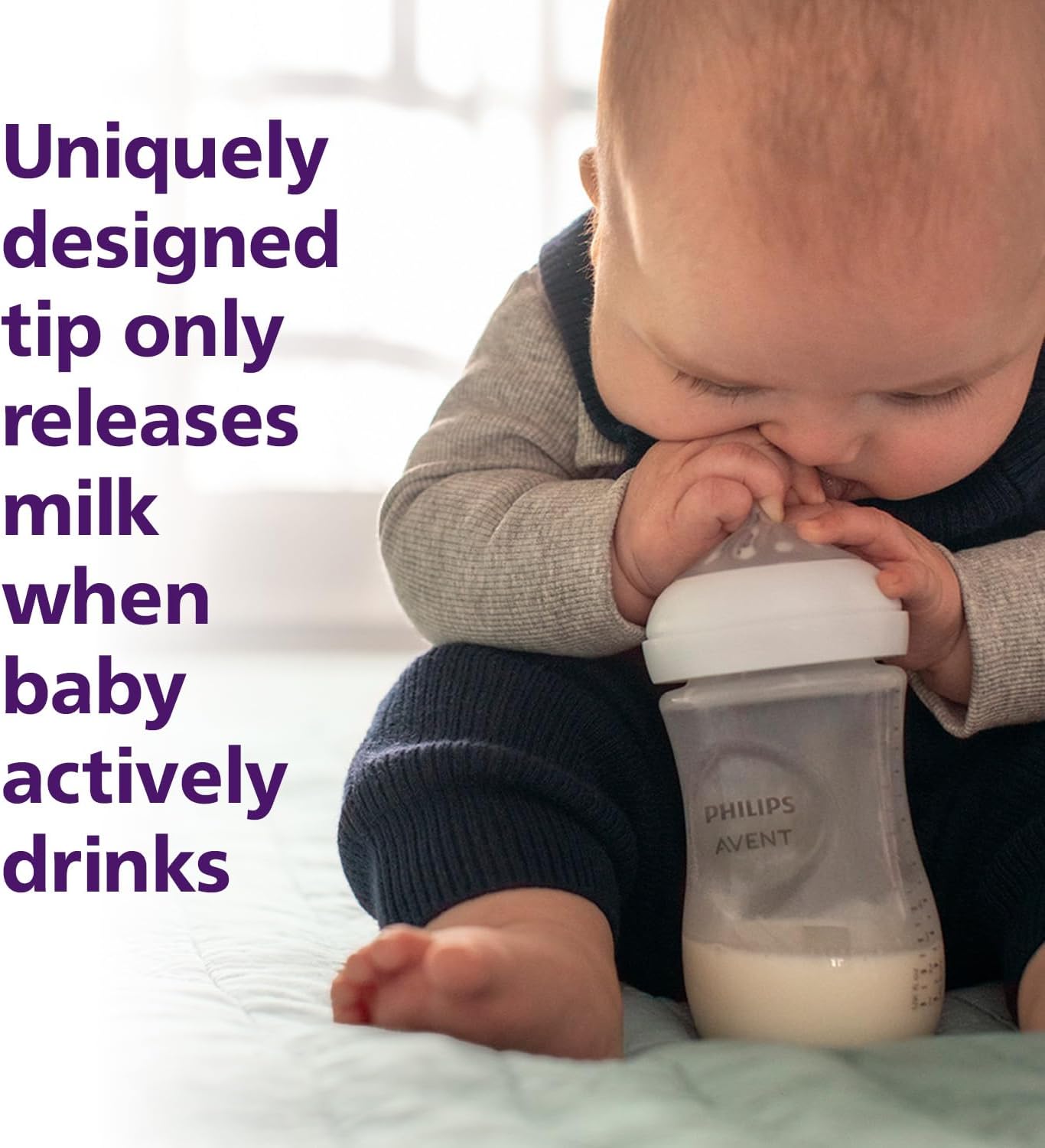Philips AVENT Natural Baby Bottle with Natural Response, Clear, 11oz, 4pk, SCY906/04