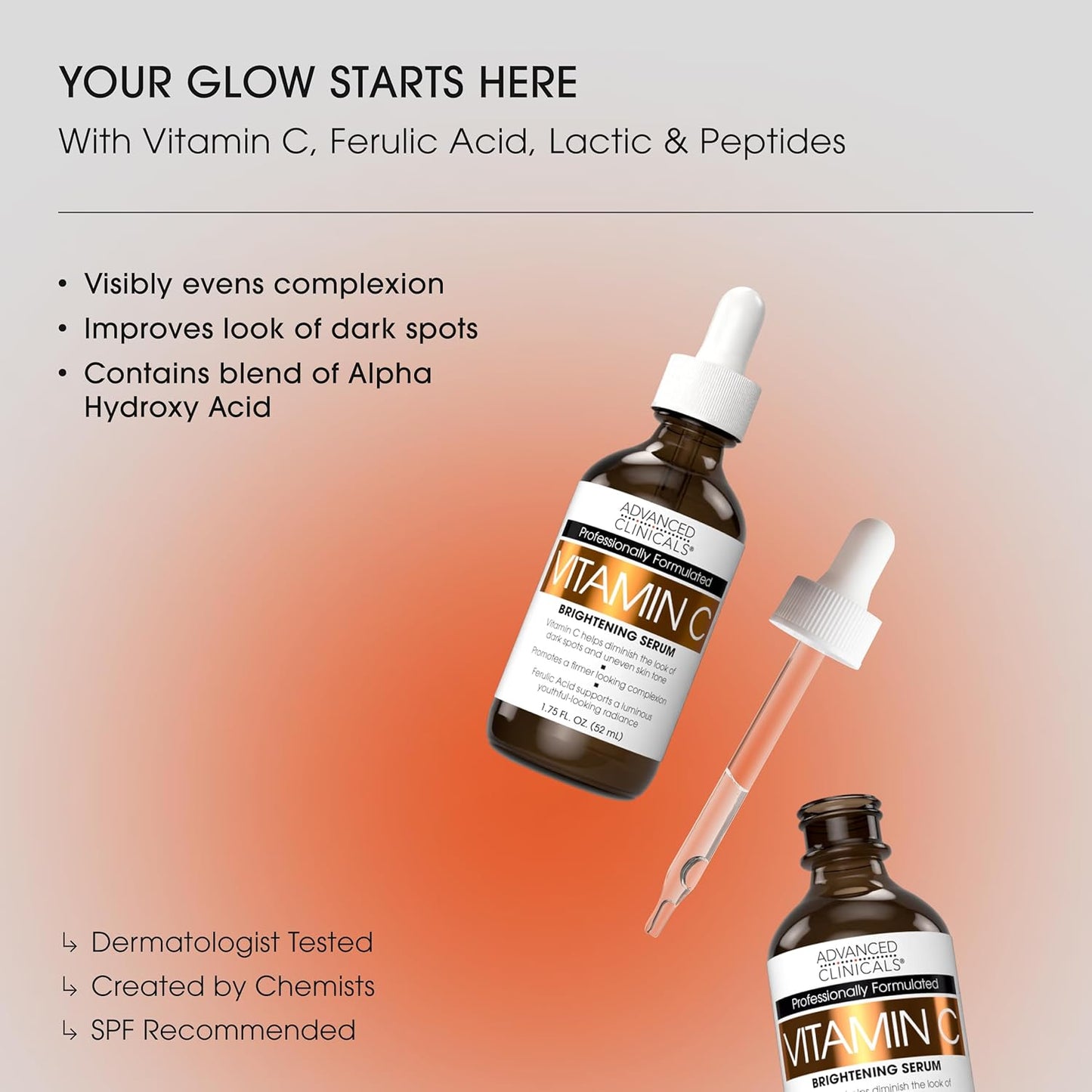 Advanced Clinicals Vitamin C Anti Aging Serum For Dark Spots Uneven Skin Tone Crows Feet And Expression Lines 1.75 Ounce Multi