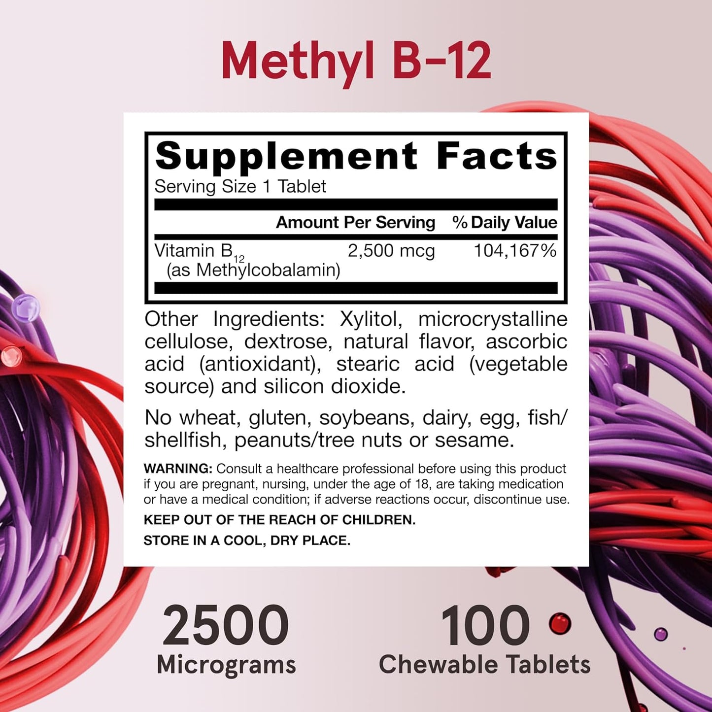Jarrow Formulas Methyl B-12 Tablets, 500 mg, Dietary Supplement For Cellular Energy Production and Brain Health Support, 100 Cherry Flavor Chewable Tablets, 100 Day Supply