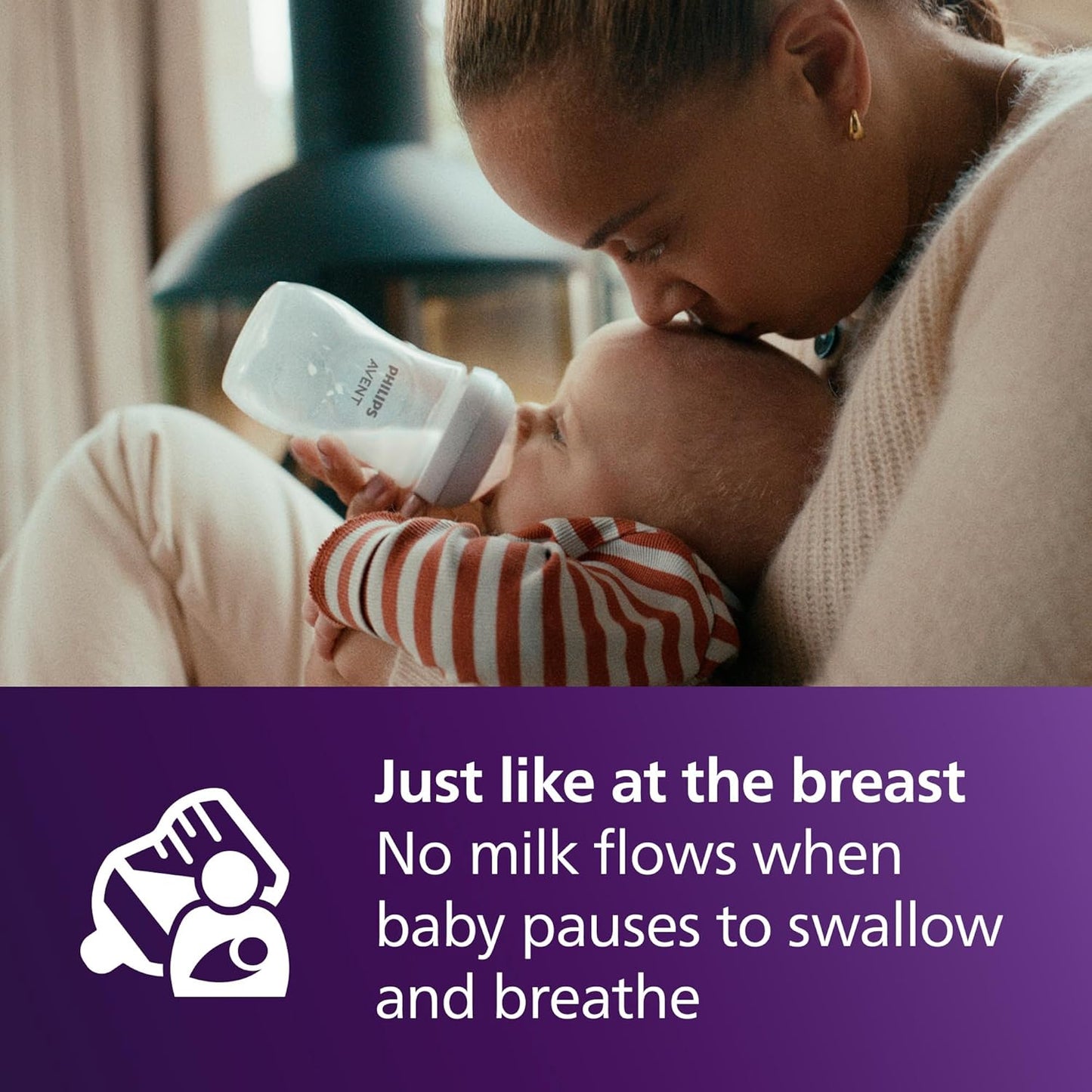 Philips Avent Natural Baby Bottles with Natural Response (Medium Flow, Flow 3), 9oz, Purple, 4-Pack, SCY903/34
