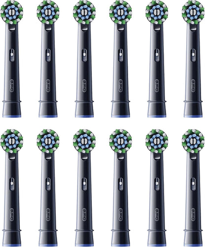 Oral-B Pro Cross Action Electric Toothbrush Head, X-Shape and Angled Bristles for Deeper Plaque Removal, Pack of 10 Toothbrush Heads, Suitable for Mailbox, Black
