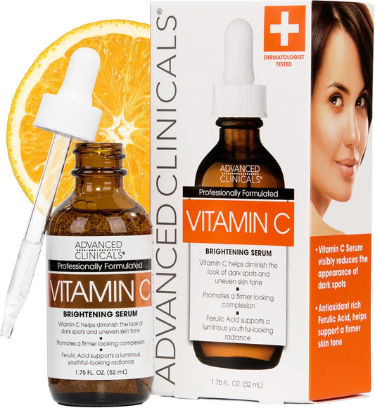 Advanced Clinicals Vitamin C Anti Aging Serum For Dark Spots Uneven Skin Tone Crows Feet And Expression Lines 1.75 Ounce Multi