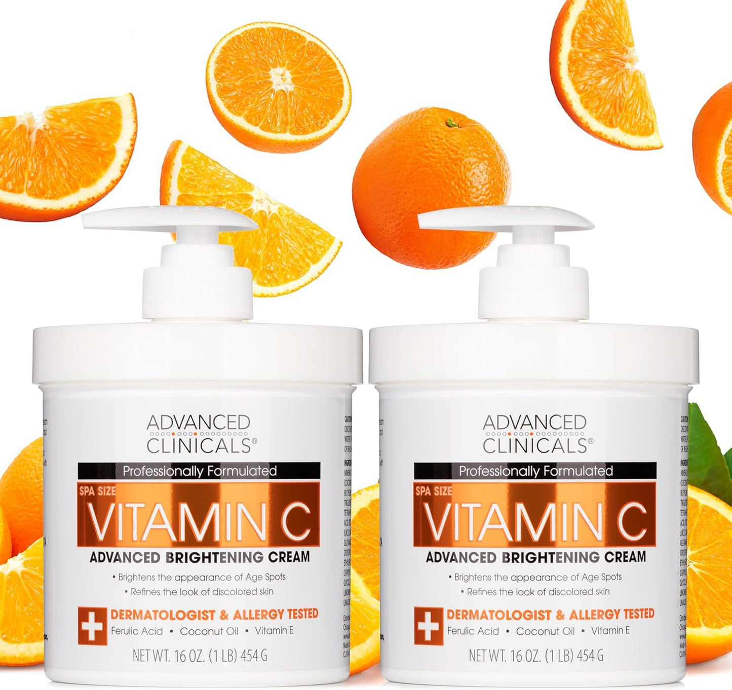 Advanced Clinicals Vitamin C Cream Advanced Brightening Cream Anti Aging Cream For Age Spots Dark Spots On Face Hands Body 16 Ounce Multi