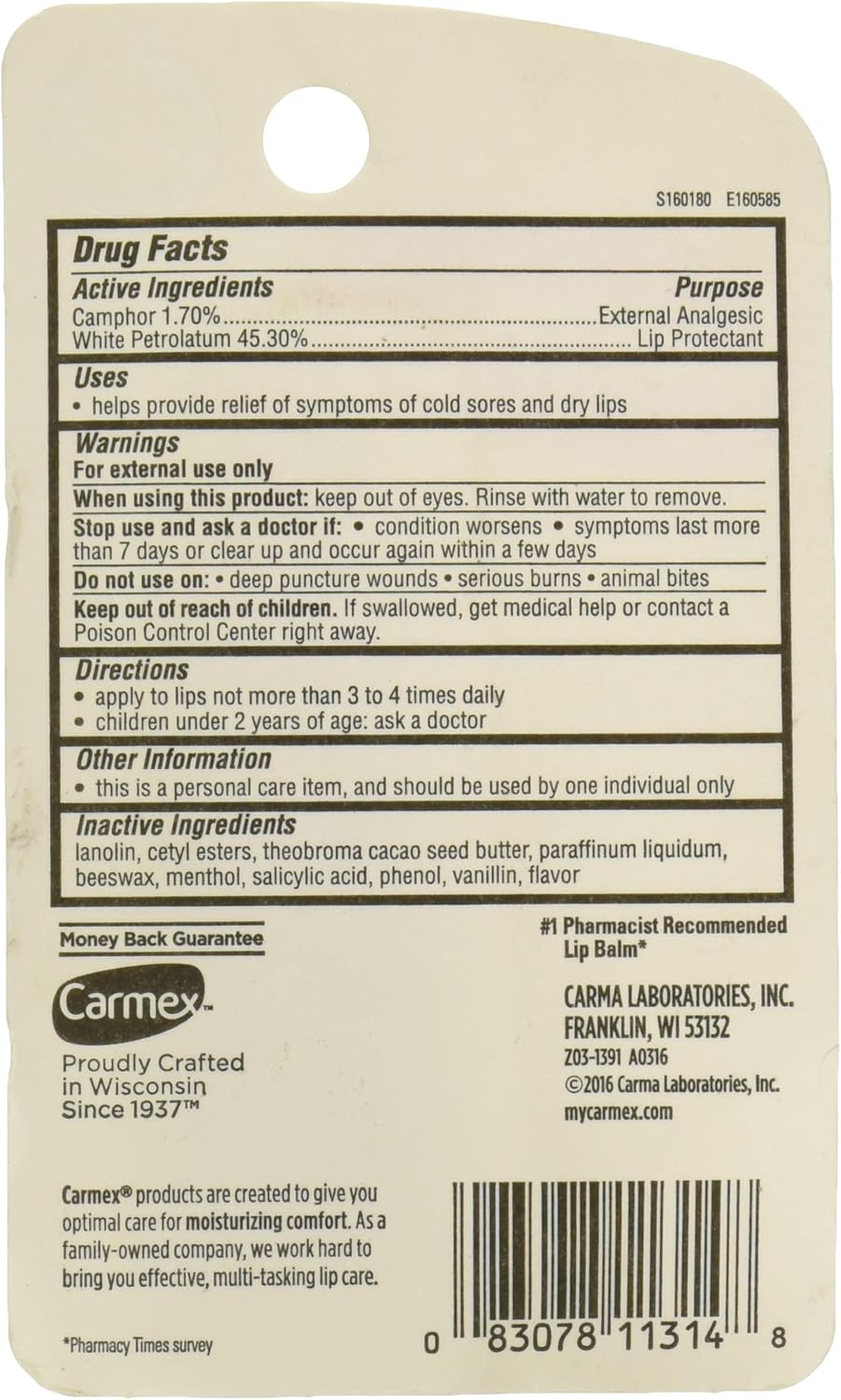 Carmex Classic Lip Balm Medicated, 1 Count
