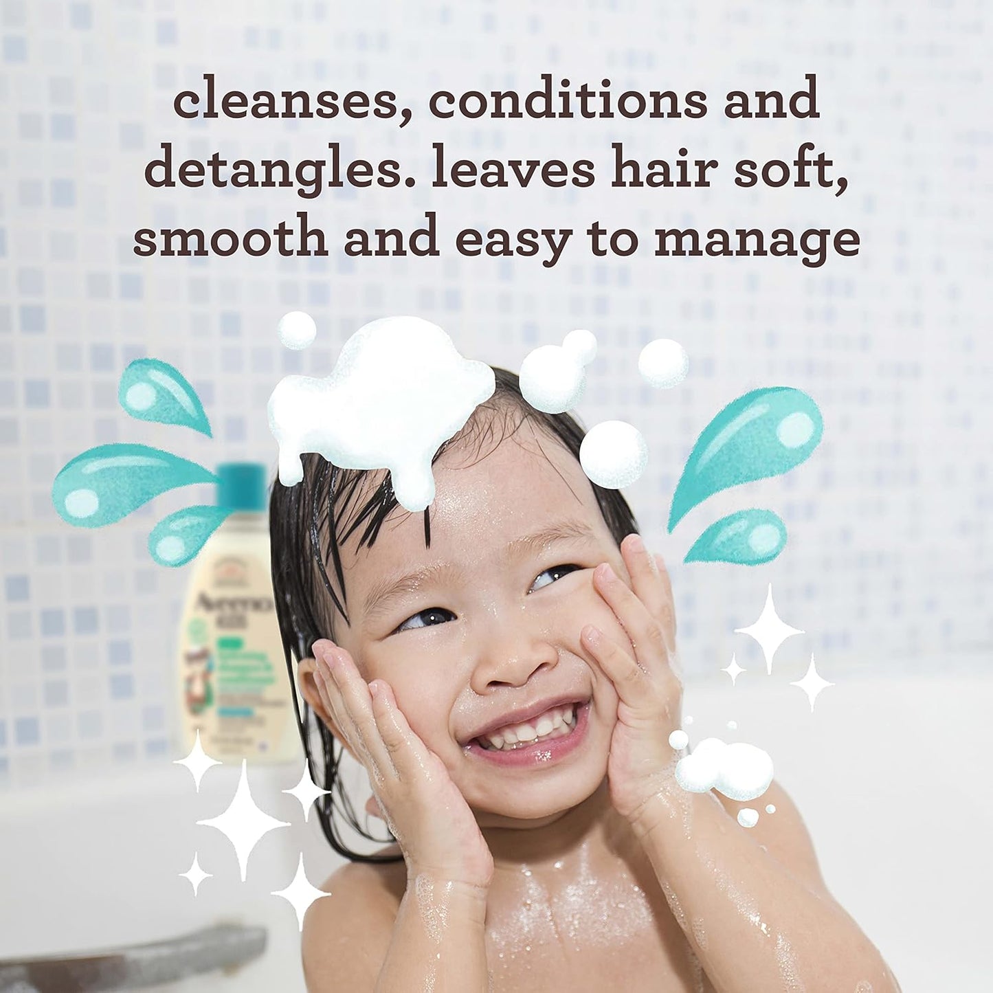 Aveeno Kids 2 in 1 Hydrating Shampoo & Conditioner, Gently Cleanses, Conditions & Detangles Kids Hair, With Oat Extract, For Sensitive Skin & Scalp, Hypoallergenic, 12 Fl Oz (Pack of 3)