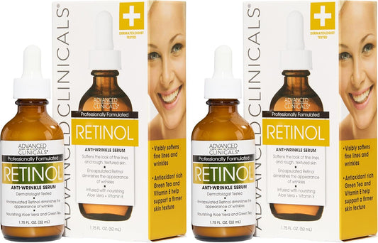 Advanced Clinicals Professional Strength Retinol Serum Anti Aging Wrinkle Reducing 1.75 Ounce Multi