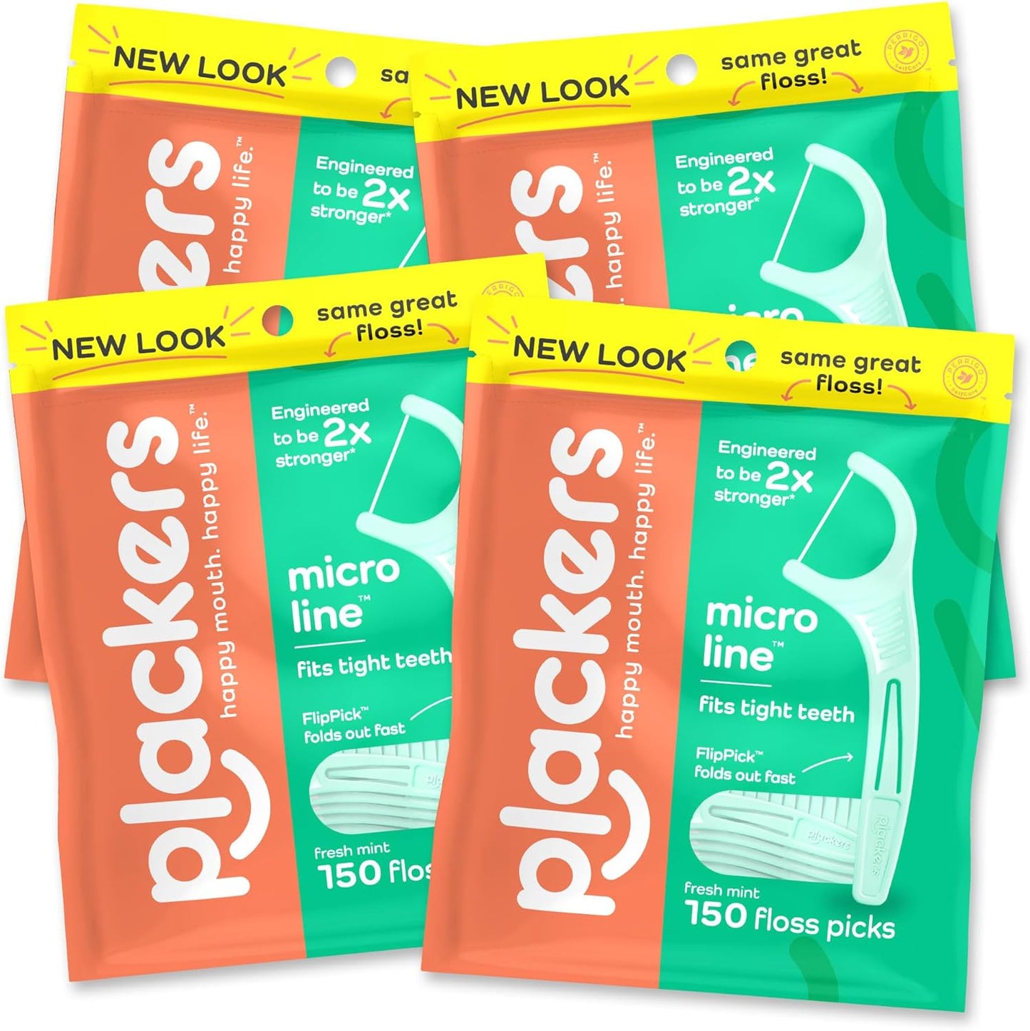 Plackers Micro Mint Dental Flossers - 150 Pack, Fresh Breath For Miles Of Smiles, Engineered Not To Stretch Shred Or Break