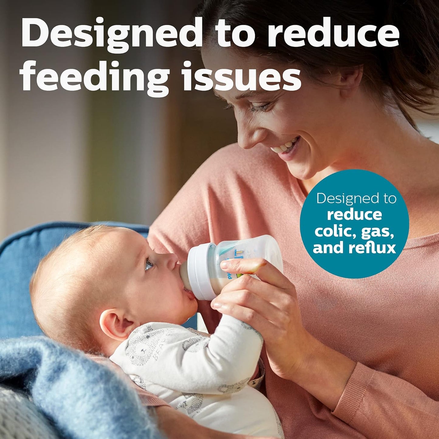 PHILIPS AVENT Anti Colic Baby Bottles with AirFree Vent, 4oz, 4pk, Clear, SCY701/04, 4 Pack