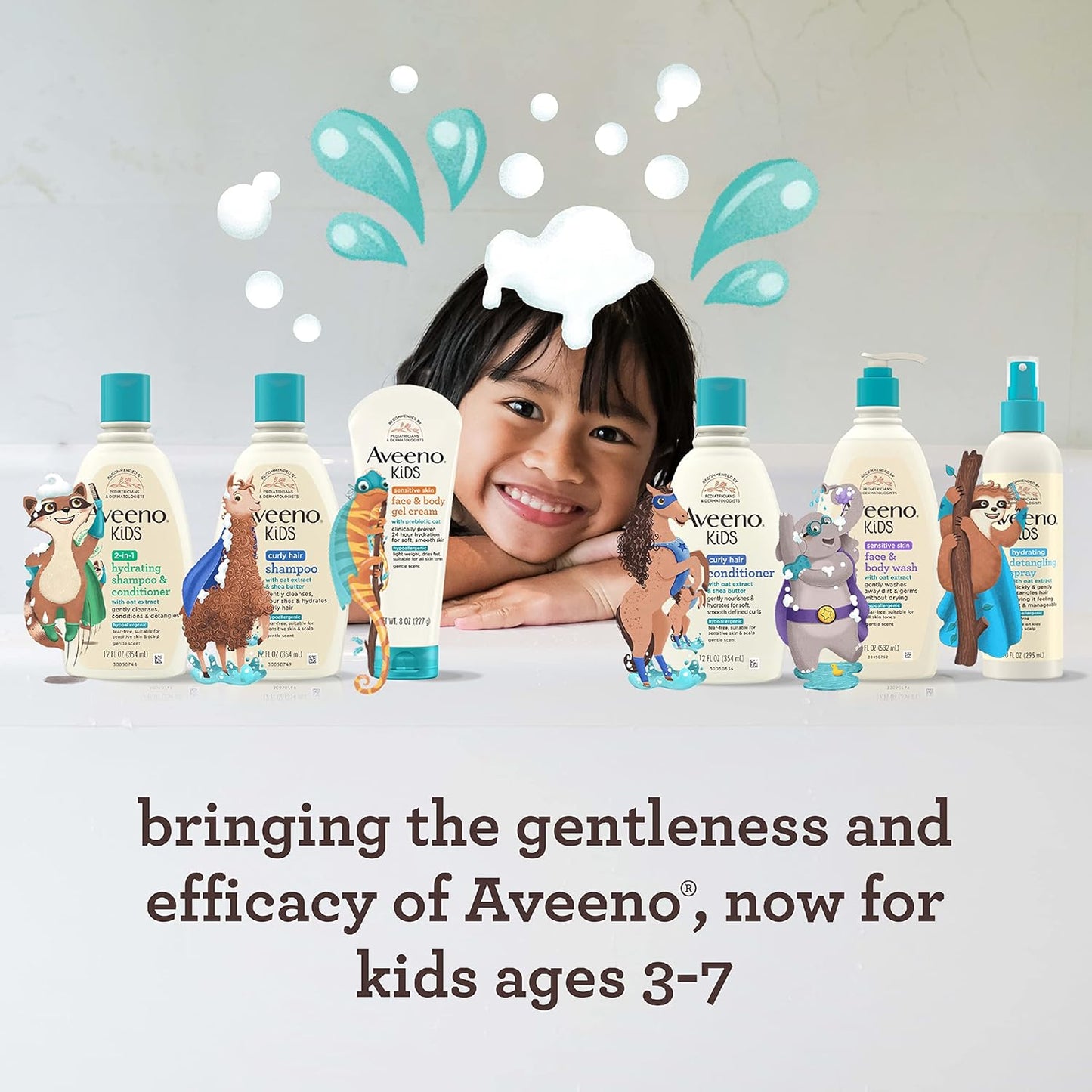 Aveeno Kids 2 in 1 Hydrating Shampoo & Conditioner, Gently Cleanses, Conditions & Detangles Kids Hair, With Oat Extract, For Sensitive Skin & Scalp, Hypoallergenic, 12 Fl Oz (Pack of 3)