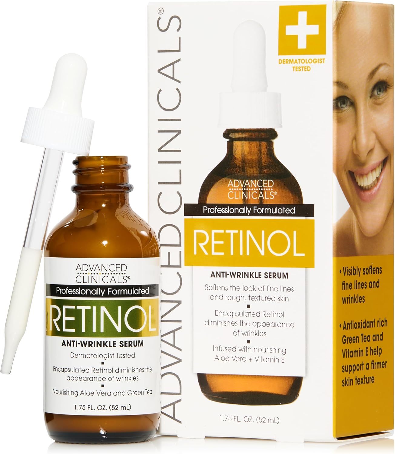 Advanced Clinicals Professional Strength Retinol Serum Anti Aging Wrinkle Reducing 1.75 Ounce Multi