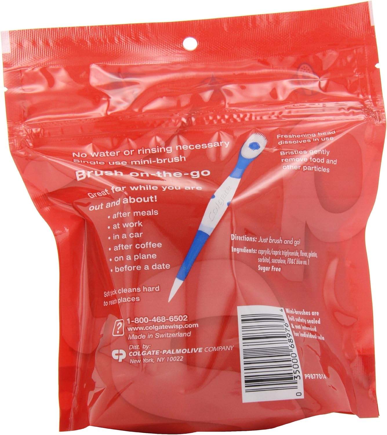 Colgate Wisp Mini-Brush with Freshening Bead, Peppermint, 16-Count