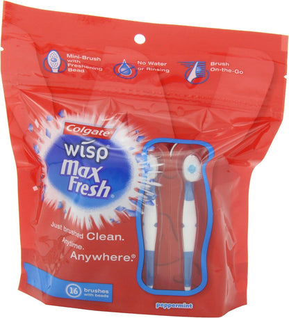Colgate Wisp Mini-Brush with Freshening Bead, Peppermint, 16-Count
